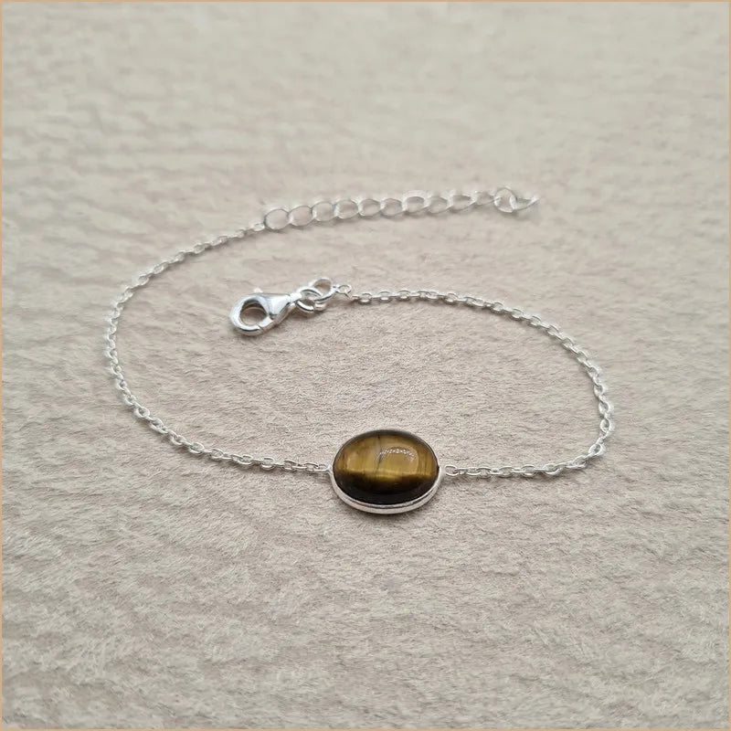 Bracelet oeil de tigre cabochon "BI1084.OT"