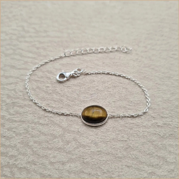 Bracelet oeil de tigre cabochon "BI1084.OT"