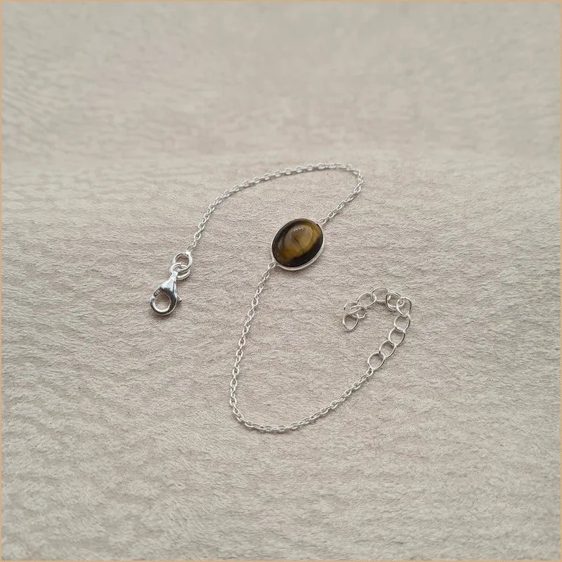 Bracelet oeil de tigre cabochon "BI1084.OT"