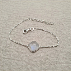 Bracelet pierre de lune cabochon carré "BI1085.P"