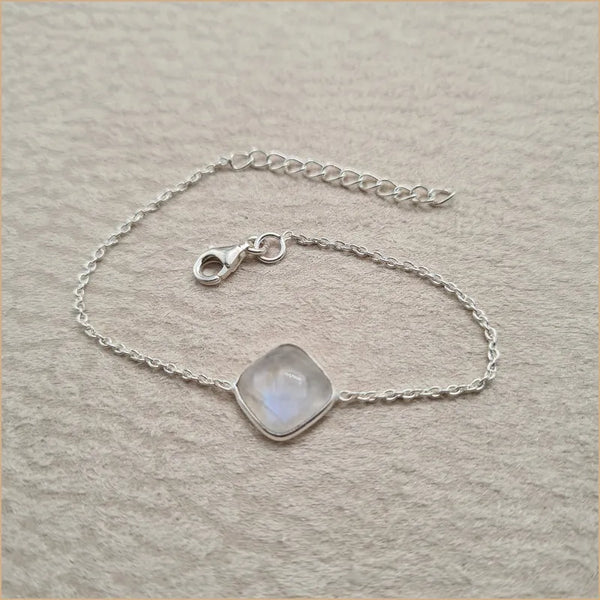 Bracelet pierre de lune cabochon carré "BI1085.P"
