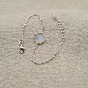 Bracelet pierre de lune cabochon carré "BI1085.P"