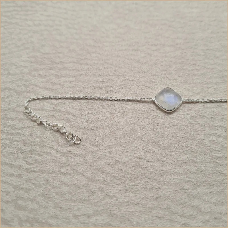 Bracelet pierre de lune cabochon carré "BI1085.P"