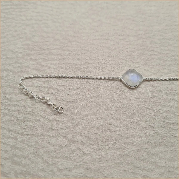 Bracelet pierre de lune cabochon carré "BI1085.P"