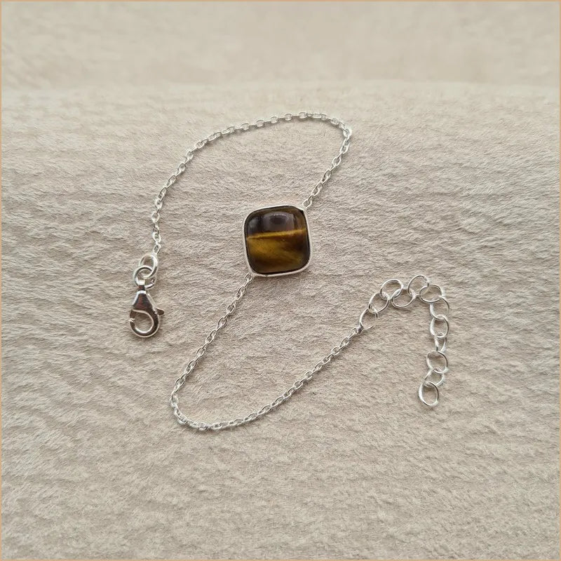 Bracelet oeil de tigre cabochon carré "BI1085.ODT"