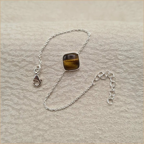 Bracelet oeil de tigre cabochon carré "BI1085.ODT"