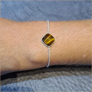 Bracelet oeil de tigre cabochon carré "BI1085.ODT"