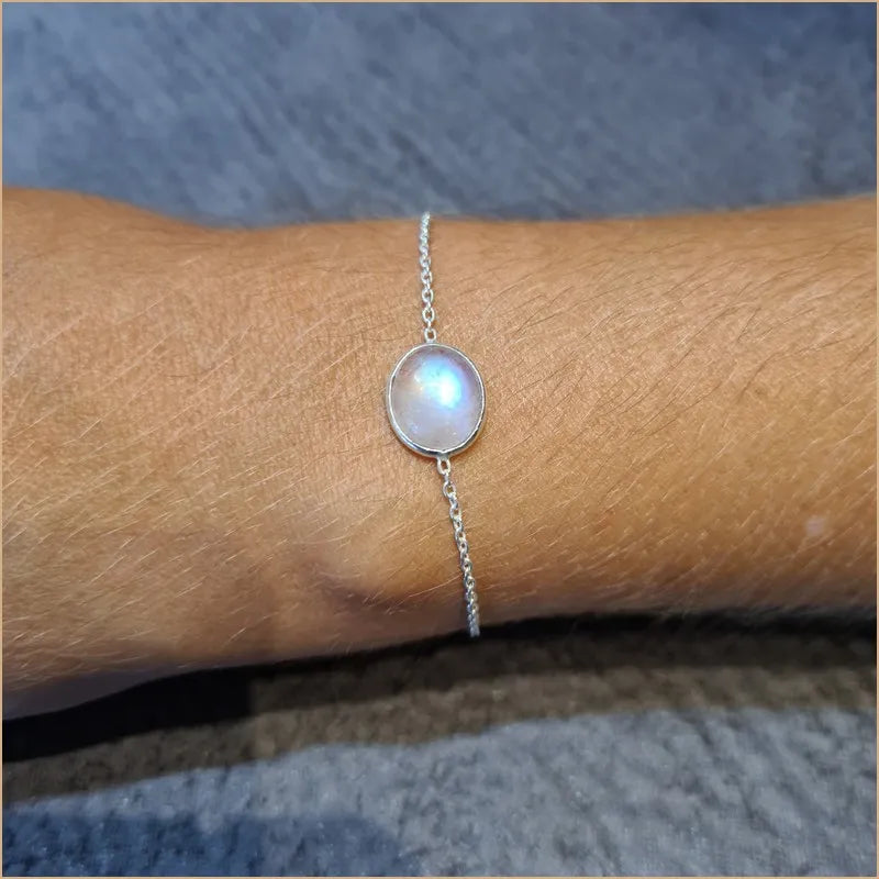 Bracelet pierre de lune cabochon "BI1084.P"