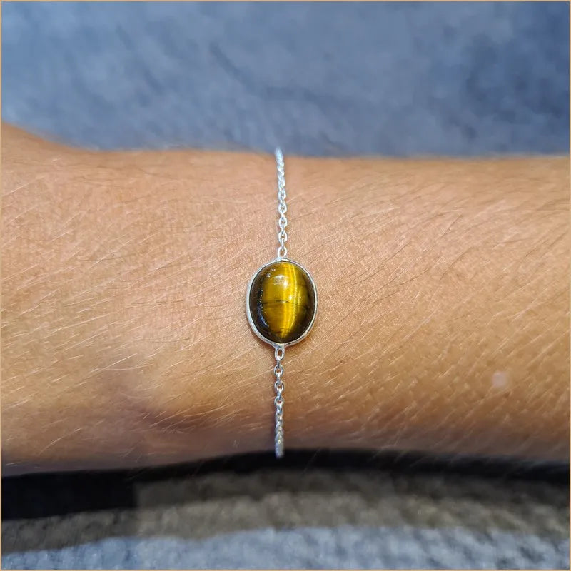 Bracelet oeil de tigre cabochon "BI1084.OT"