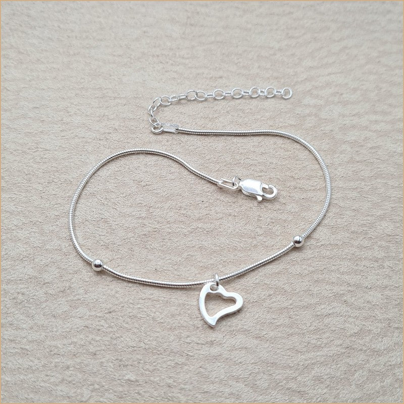 Chaîne de cheville coeur ajouré "A181"