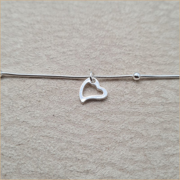Chaîne de cheville coeur ajouré "A181"