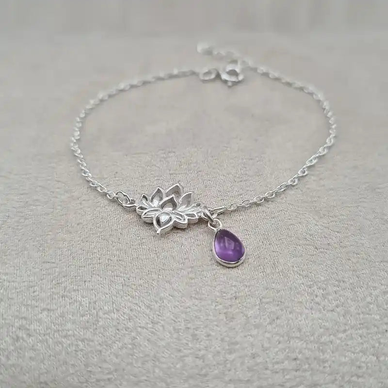 Bracelet améthyste Lotus et pierre "BI1075.A"