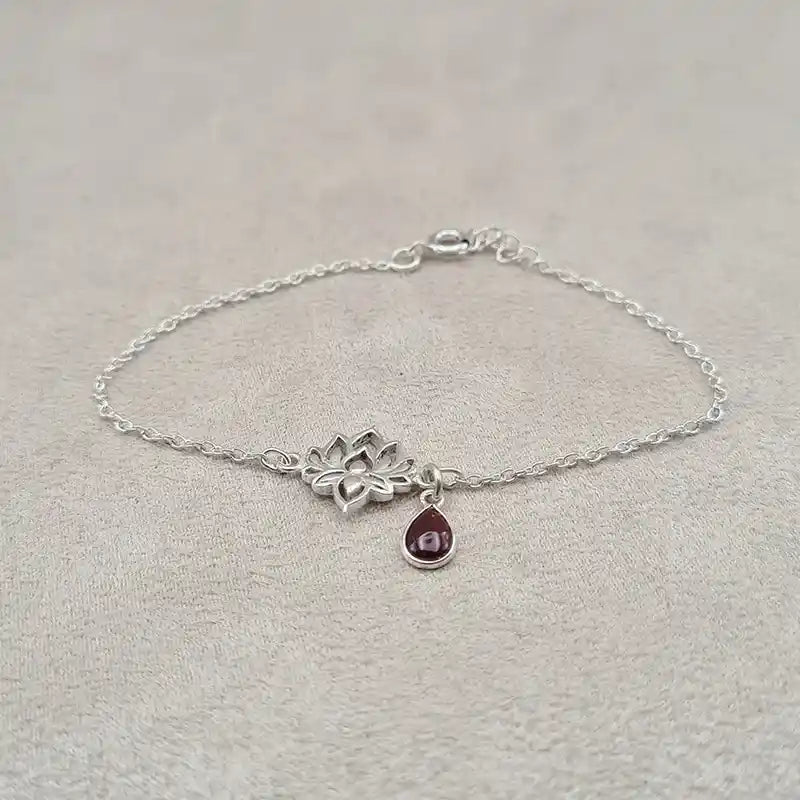 Bracelet grenat lotus et pierre « BI1075.G »