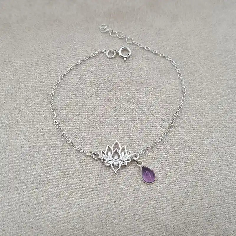 Bracelet améthyste Lotus et pierre "BI1075.A"