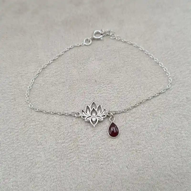 Bracelet grenat lotus et pierre « BI1075.G »