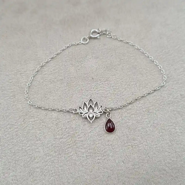 Bracelet grenat lotus et pierre « BI1075.G »