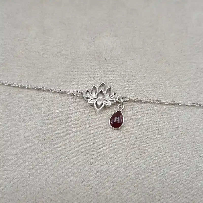 Bracelet grenat lotus et pierre « BI1075.G »