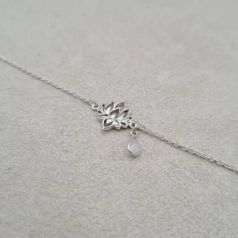 Bracelet pierre de lune lotus et pierre « BI1075.P »