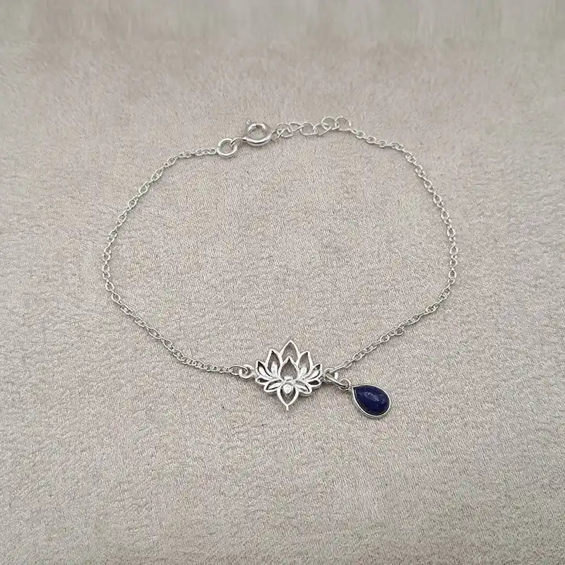 Bracelet lapis lazuli Lotus et pierre « BI1075.Z »