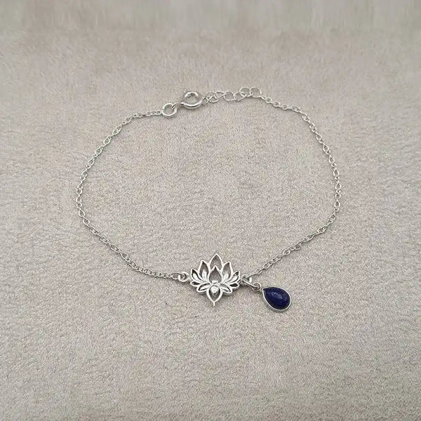 Bracelet lapis lazuli Lotus et pierre « BI1075.Z »