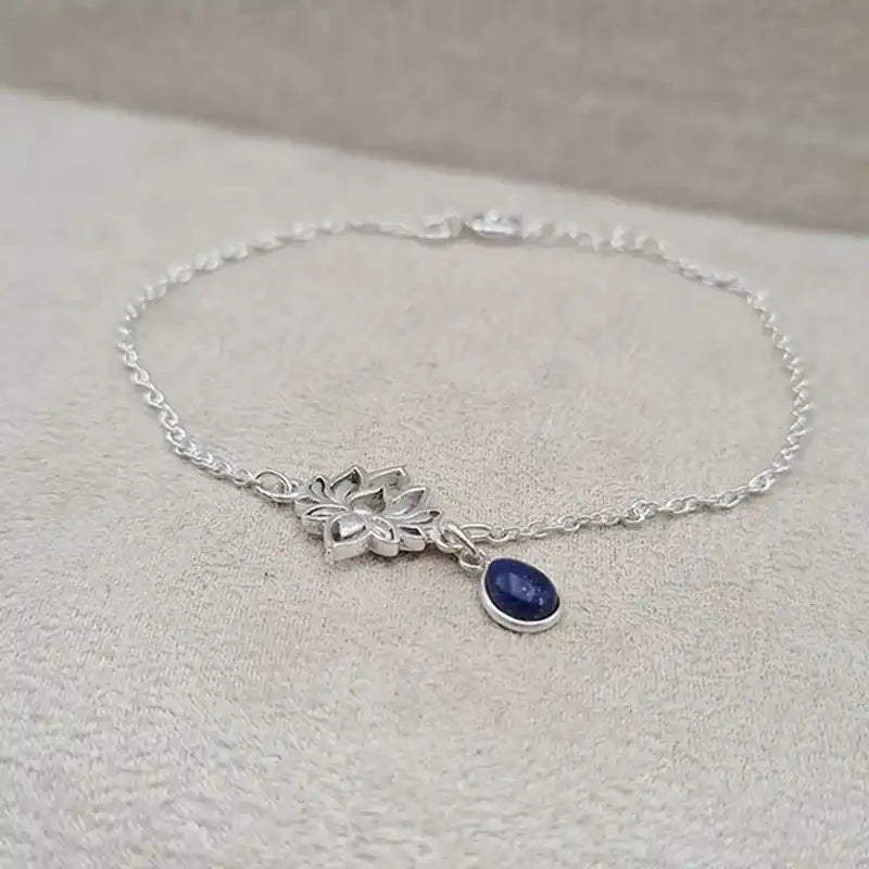 Bracelet lapis lazuli Lotus et pierre « BI1075.Z »