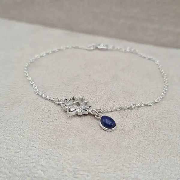 Bracelet lapis lazuli Lotus et pierre « BI1075.Z »