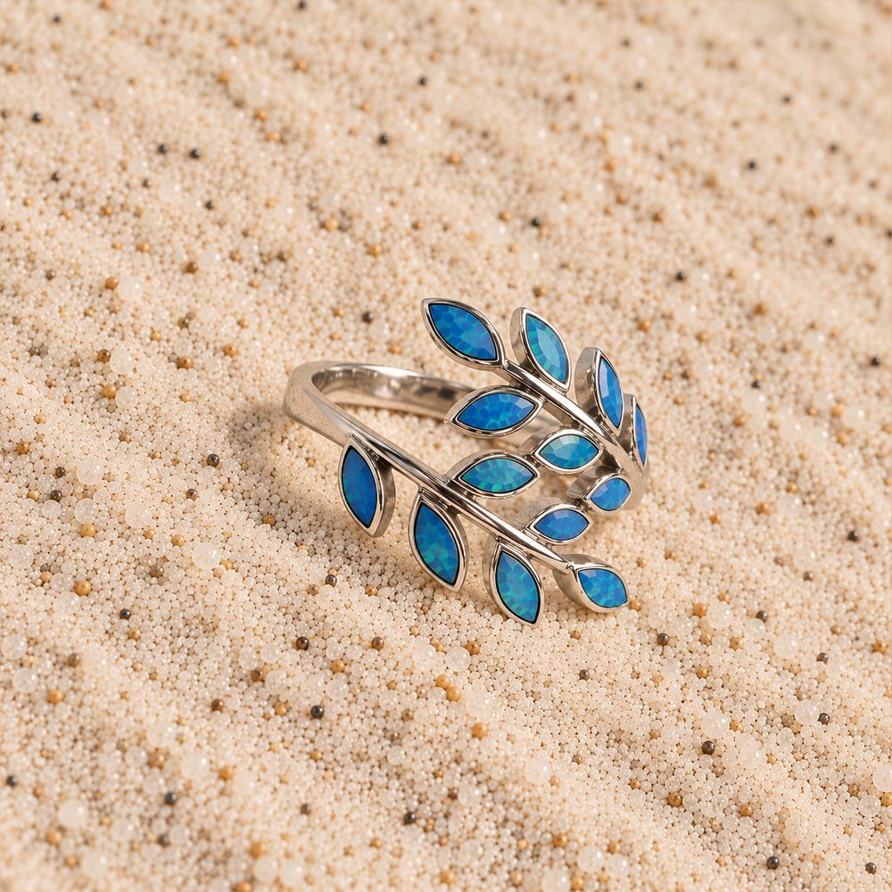 Bague opaline bleue "RO76.B"