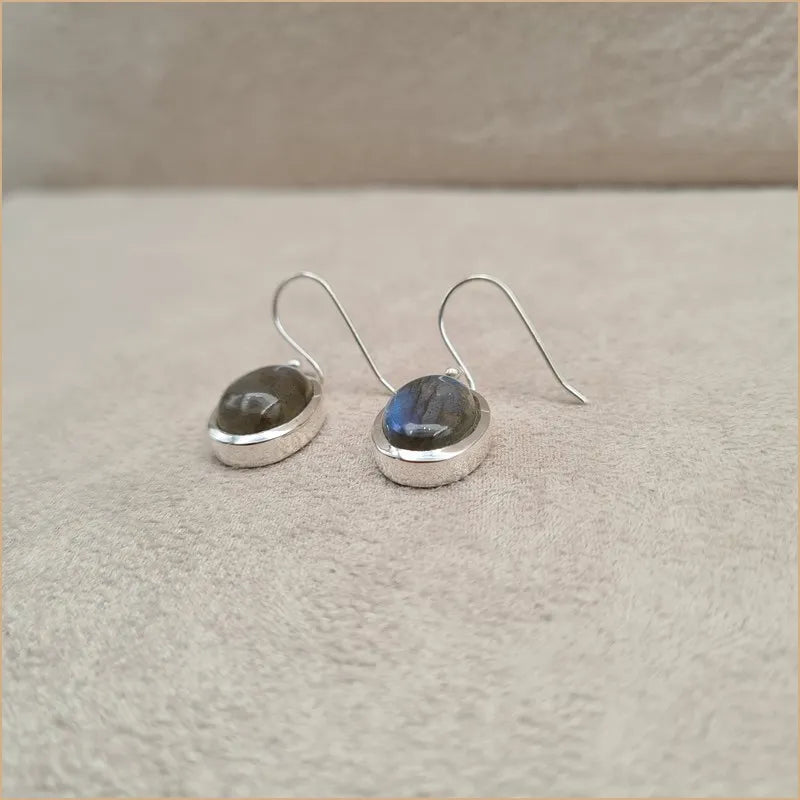 Grosses boucles d’oreilles ovales en labradorite “EI1100.L”