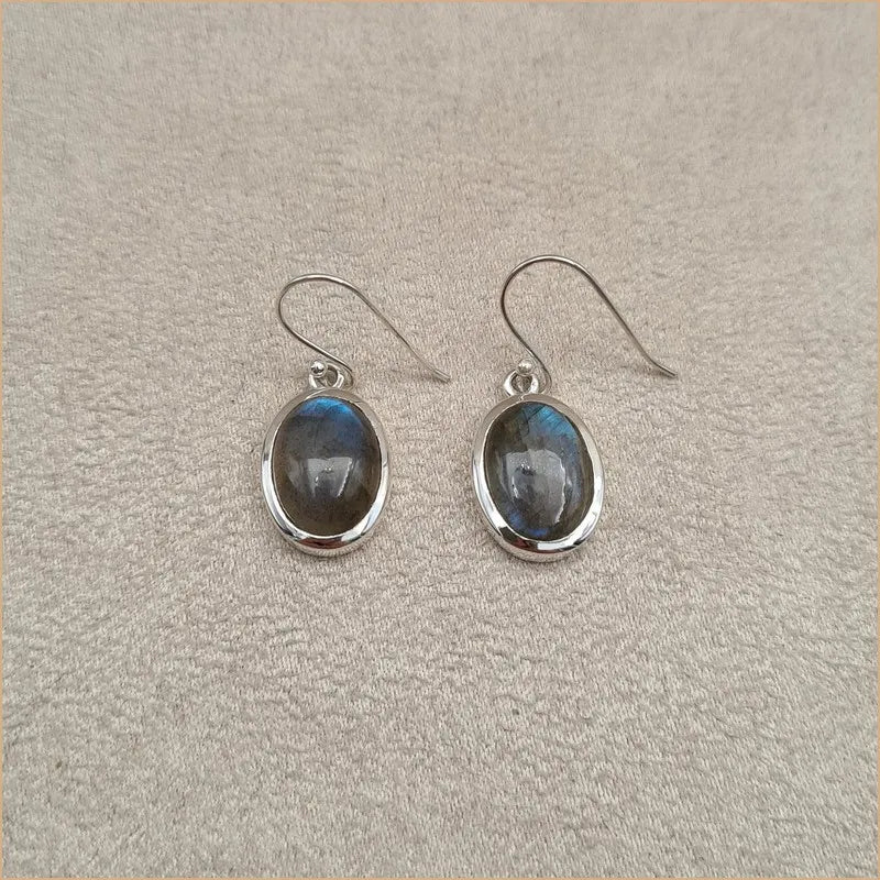 Grosses boucles d’oreilles ovales en labradorite “EI1100.L”