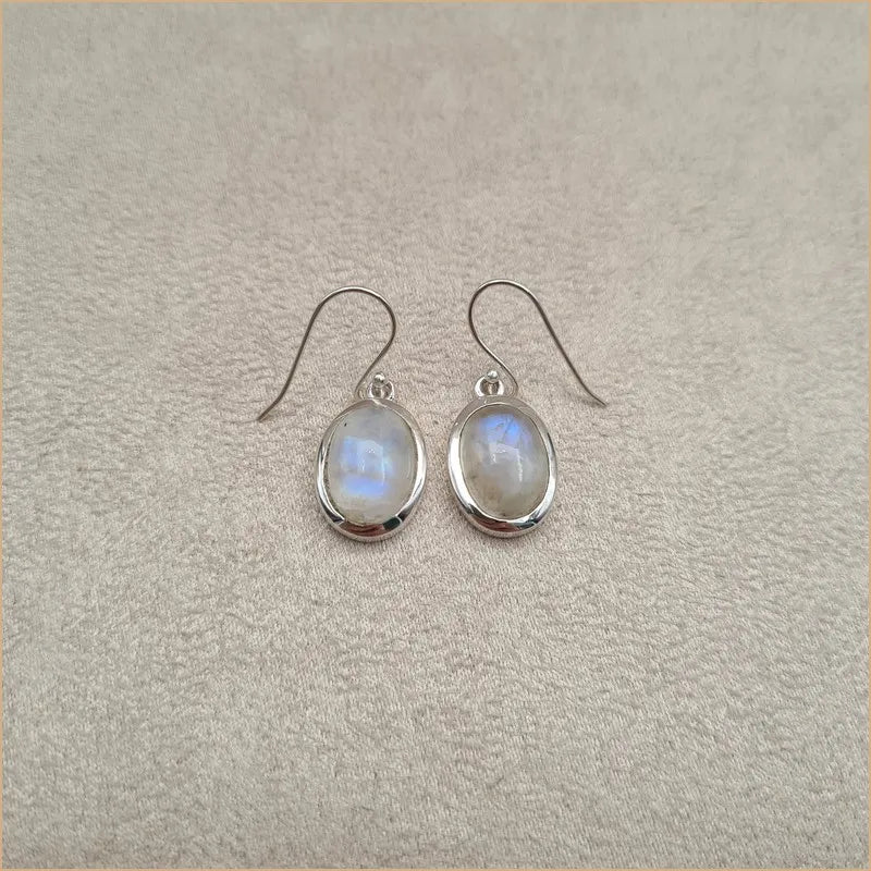 Grosses boucles d'oreilles ovales en pierre de lune "EI1100.P"