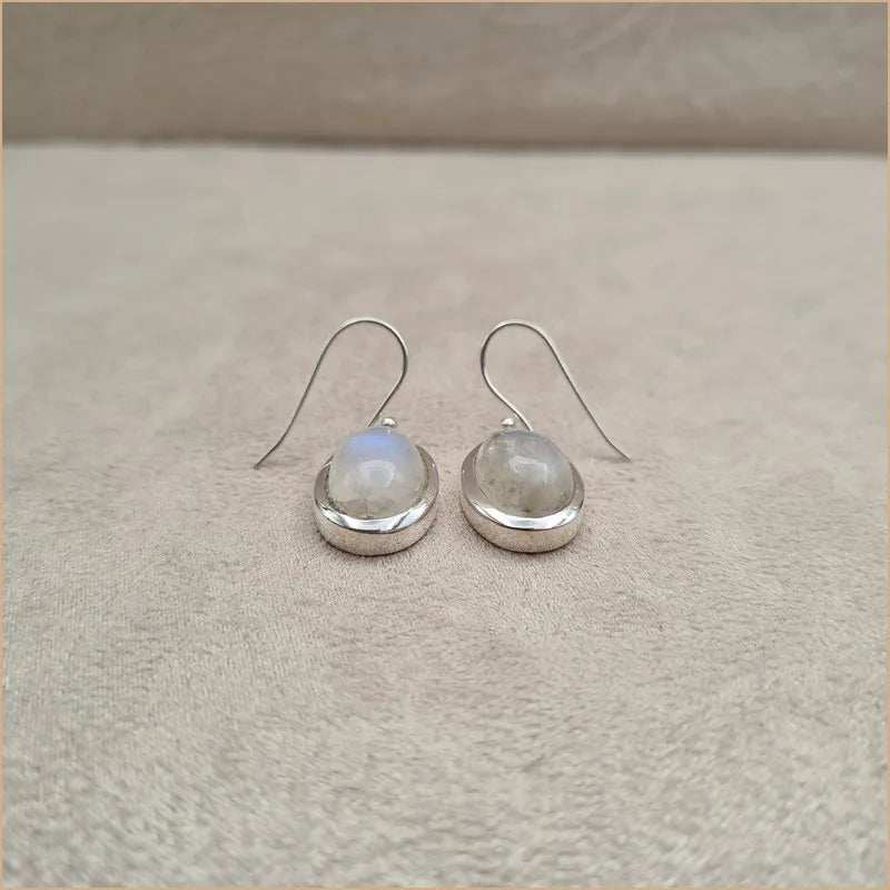 Grosses boucles d'oreilles ovales en pierre de lune "EI1100.P"