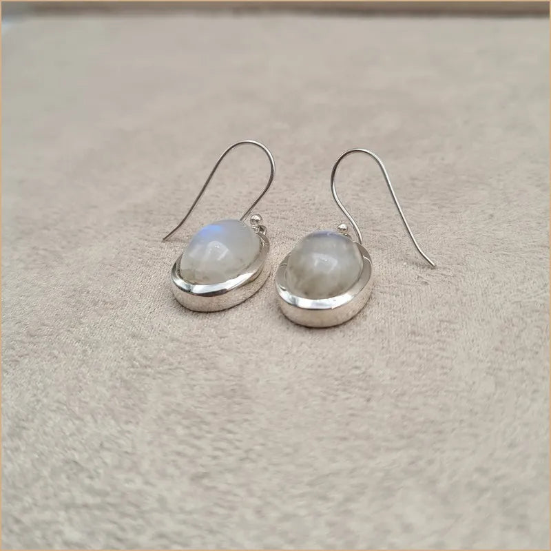 Grosses boucles d'oreilles ovales en pierre de lune "EI1100.P"