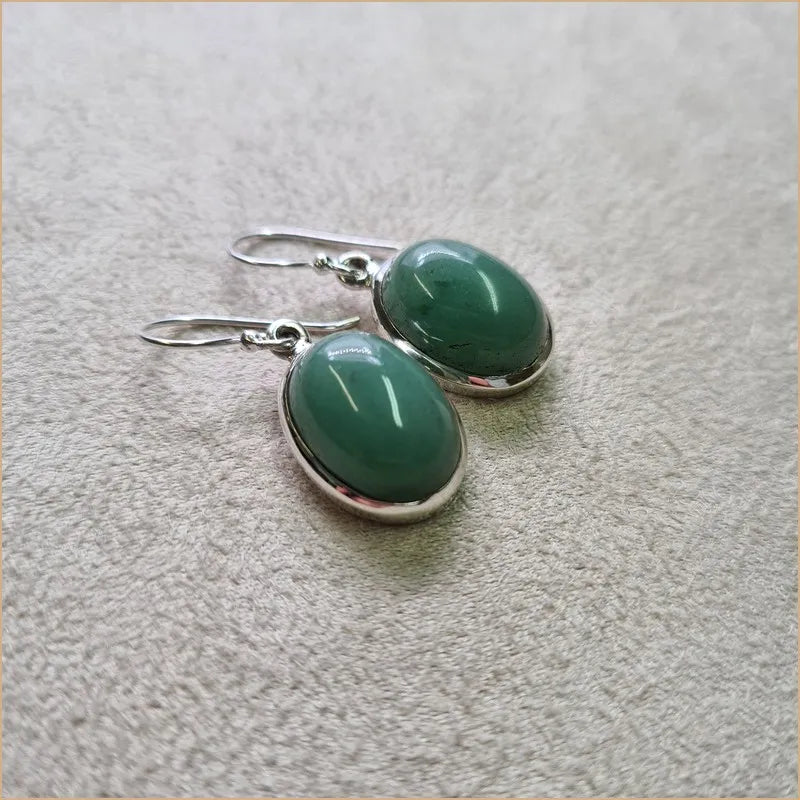 Grosses boucles d’oreilles ovales en jade “EI1222.B”