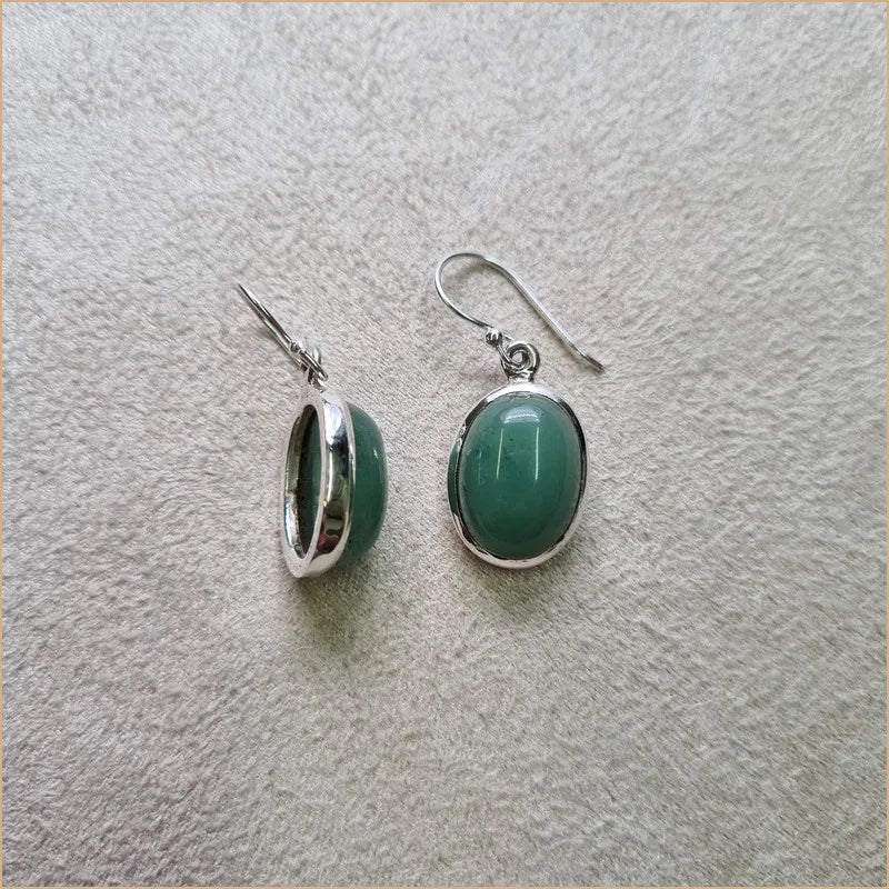 Grosses boucles d’oreilles ovales en jade “EI1222.B”