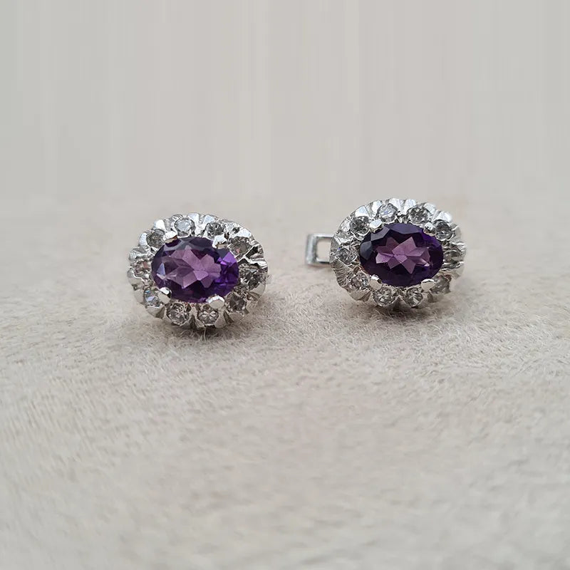 Boucles d’oreilles améthyste et zirconiums « EI1233 »
