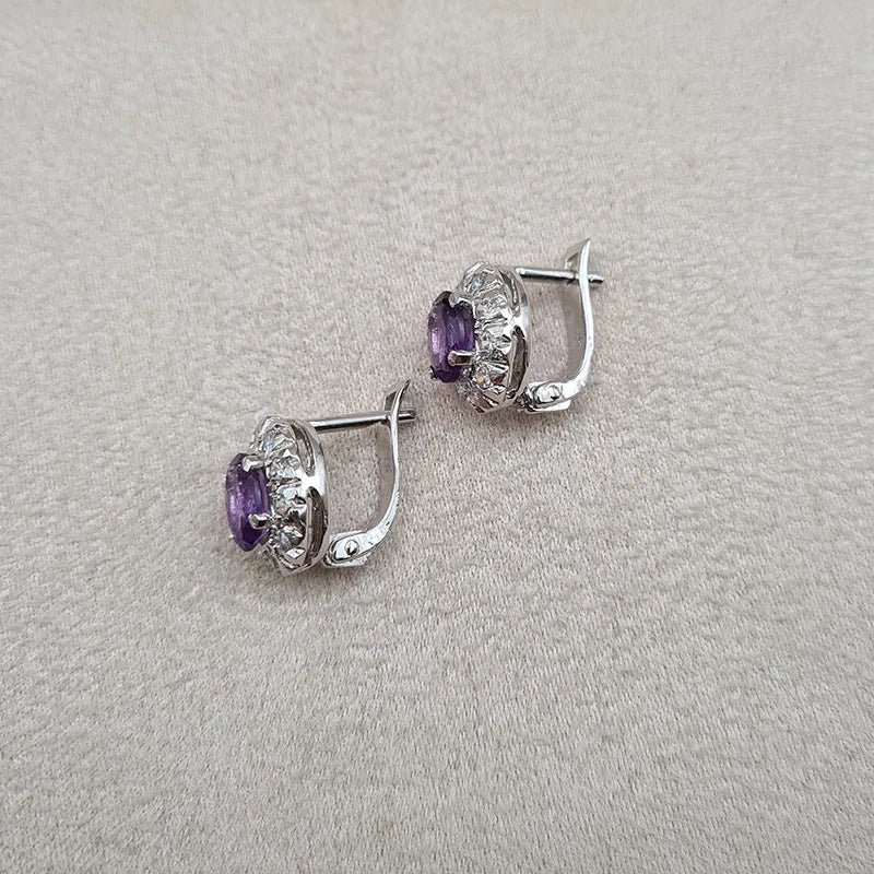 Boucles d’oreilles améthyste et zirconiums « EI1233 »