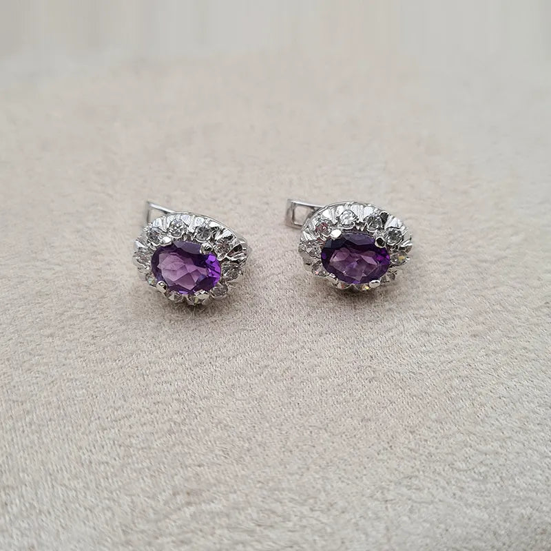 Boucles d’oreilles améthyste et zirconiums « EI1233 »