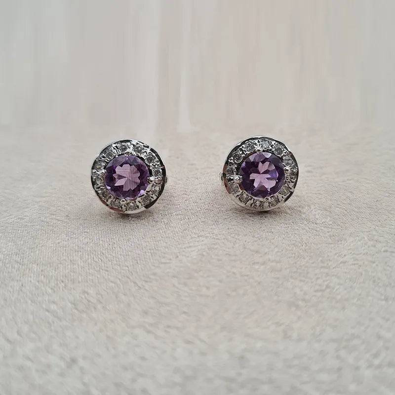 Boucles d’oreilles améthyste et zirconiums « EI1235 »