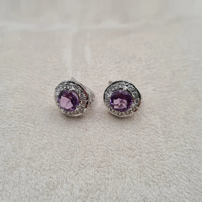 Boucles d’oreilles améthyste et zirconiums « EI1235 »