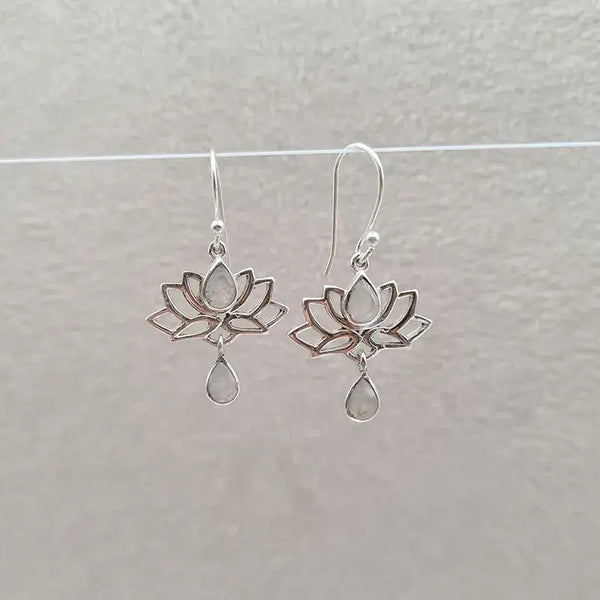 Boucles d'oreilles pierre de lune lotus "EI1239.P"