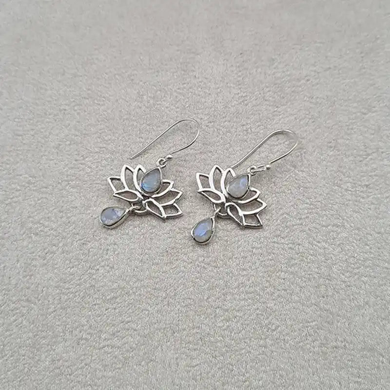 Boucles d'oreilles pierre de lune lotus "EI1239.P"
