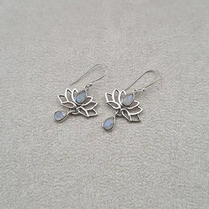 Boucles d'oreilles pierre de lune lotus "EI1239.P"