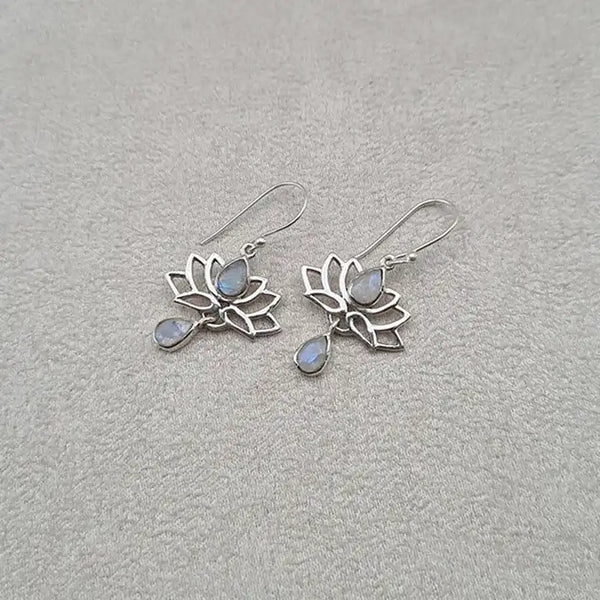 Boucles d'oreilles pierre de lune lotus "EI1239.P"