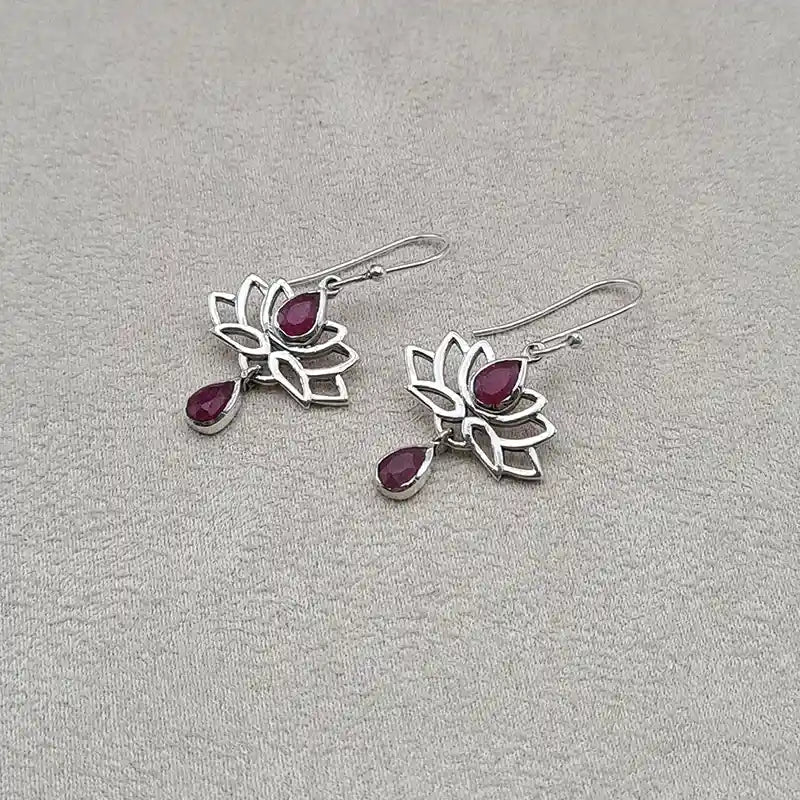 Boucles d’oreilles rubis lotus « EI1239.R »