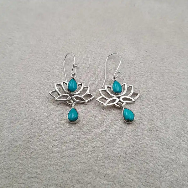 Boucles d’oreilles pierre de lune lotus « EI1239.Y »