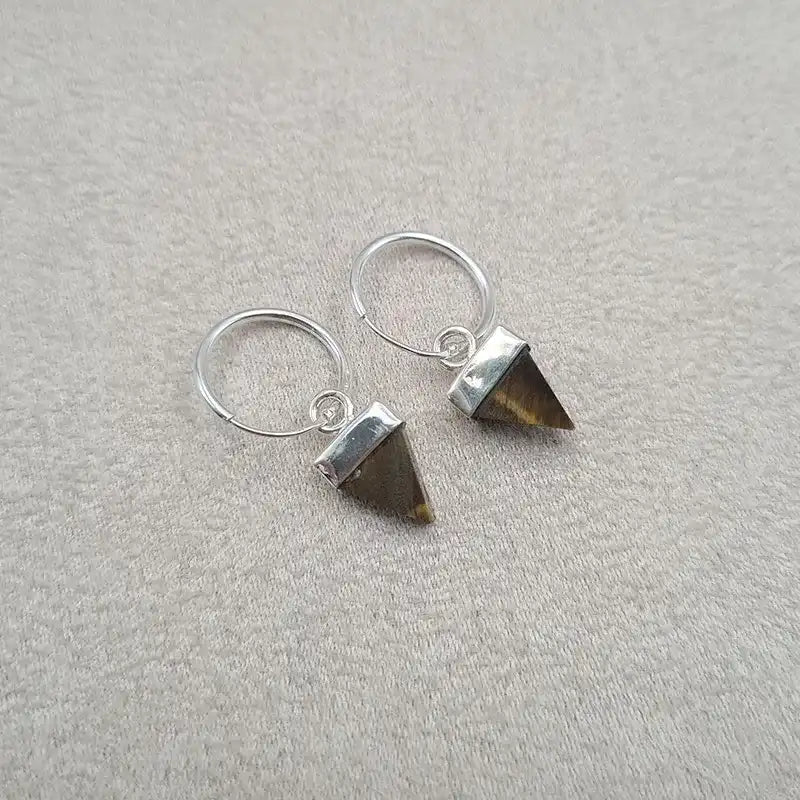 Boucles d'oreilles oeil de tigre triangle "EI1240.OT"