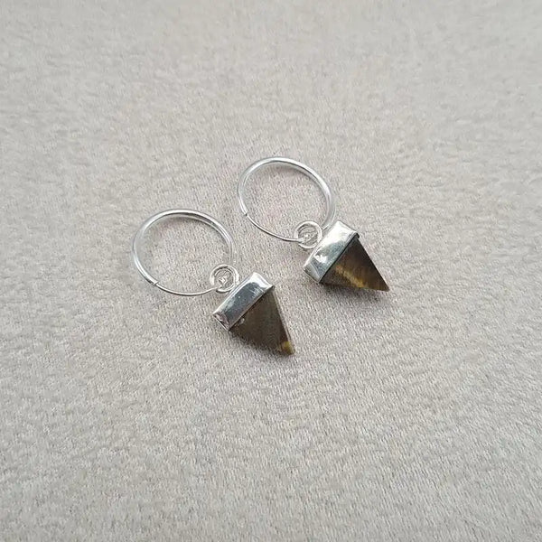 Boucles d'oreilles oeil de tigre triangle "EI1240.OT"