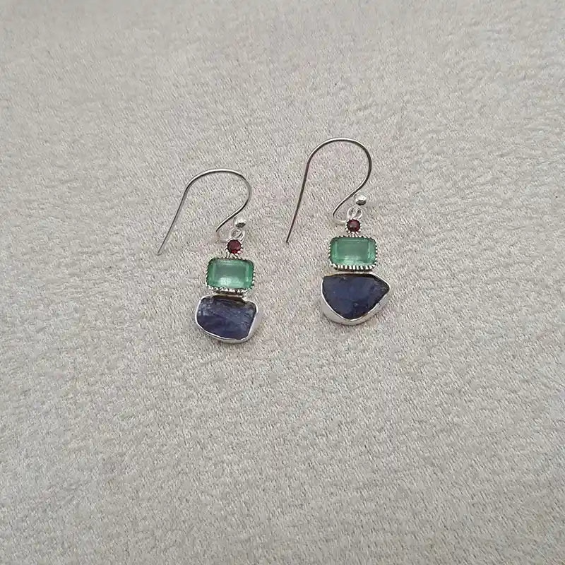 Boucles d'oreilles émeraude et iolite "EI1245.E"
