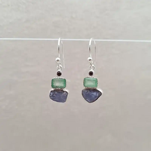 Boucles d'oreilles émeraude et iolite "EI1245.E"