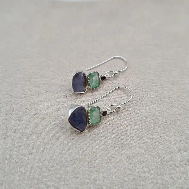 Boucles d'oreilles émeraude et iolite "EI1245.E"